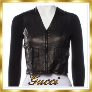GUCCI Leather Cashmere Bolero Jacket Crop XS VINTAGE RARE $2,500